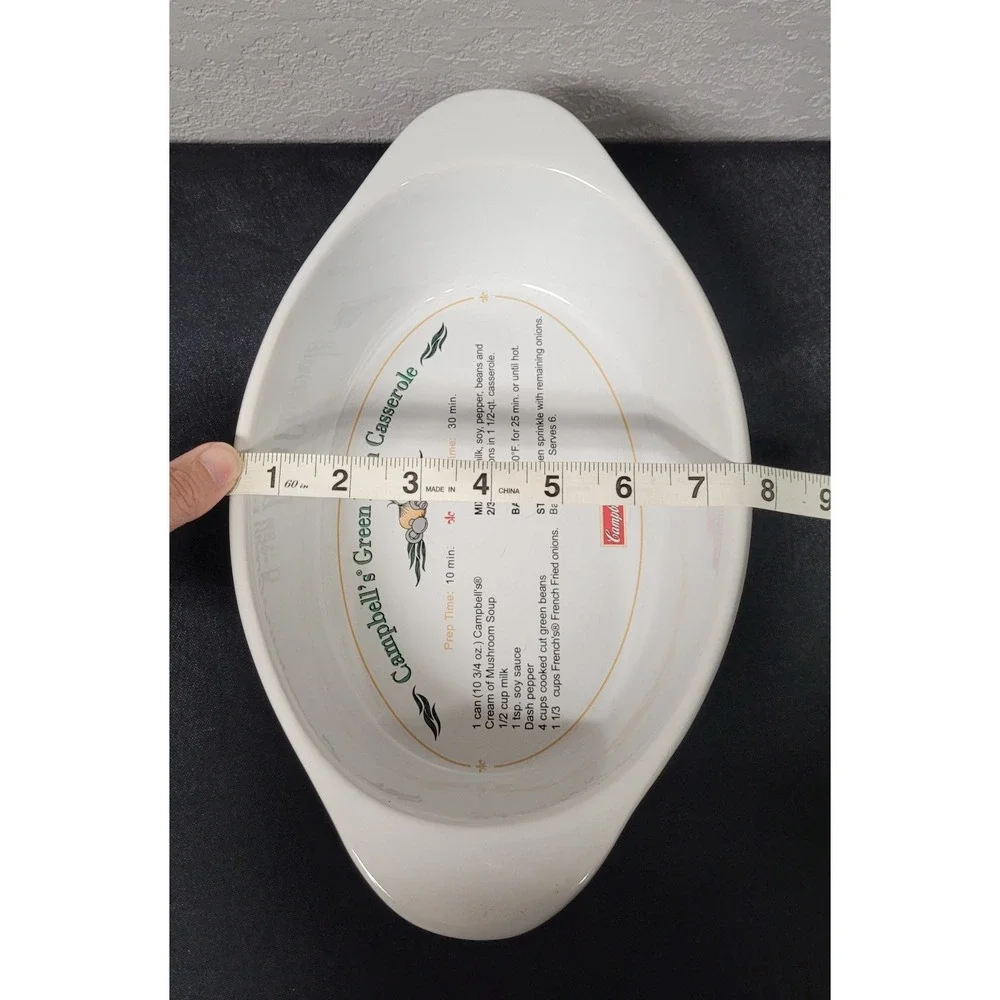 VTG Campbell's Green Bean Casserole 1.5 Qt Oval Ceramic Baking Dish Recipe 2007